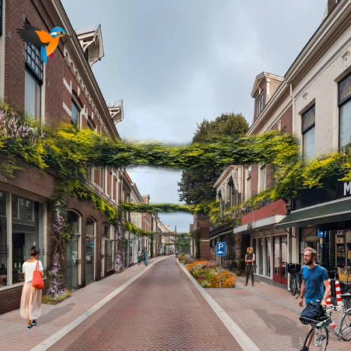 Illustratie van toekomstige situatie met groenslingers. Bron: Gemeente Haarlem